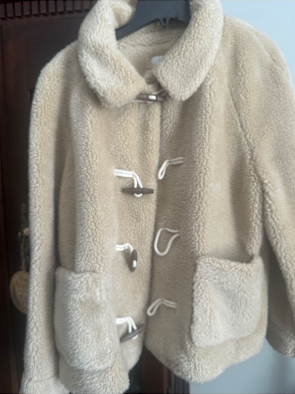 LOFT XL Faux Fur Teddy Coat Toggle Jacket Oatmeal Cozy Winter